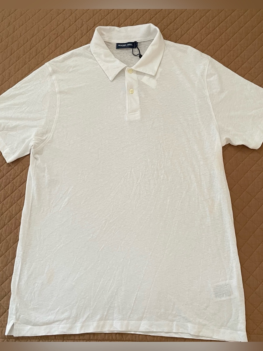Frescobol Carioca Constantino Polo Shirt White Cotton Linen Men’s L NWT Luxury